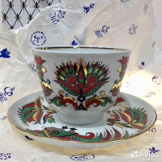 Чашка с блюдцем чайная Два петуха ифз(лфз)