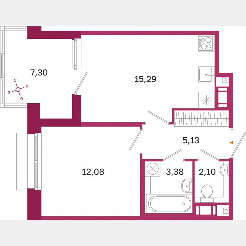 1-к. квартира, 41,6 м², 4/10 эт.
