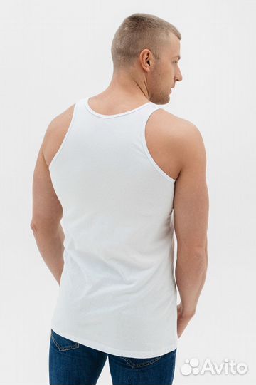 Майка мужская - белый. Оптом