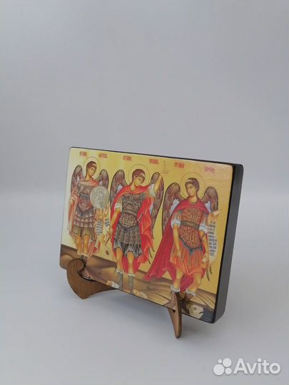 Архангелы Михаил, Гавриил и Рафаил, 15x20x1,8 см