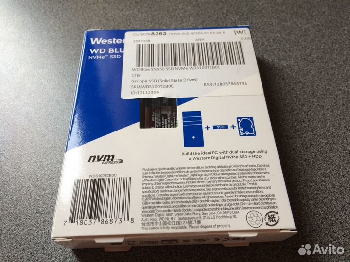 Ssd m2 nvme 1tb western digital SN550