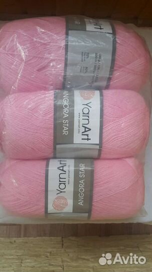 Пряжа пух норки 200 розовая 3 мотка 300