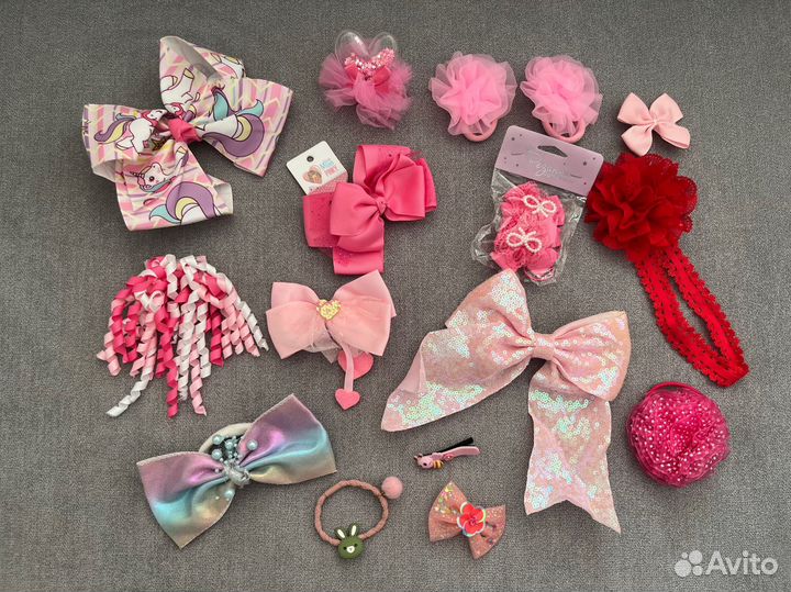 Резинка для волос заколки бантики розовые