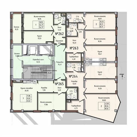 2-к. квартира, 82,1 м², 13/20 эт.