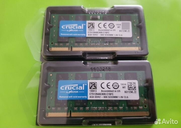 2шт по 4Гб Ddr2 800Мгц 6400S