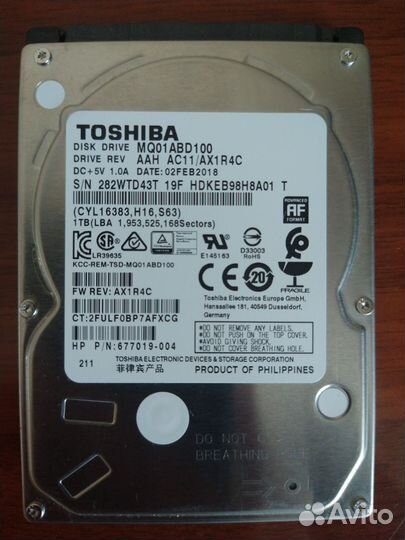 HDD 1Tb 2.5 Toshiba