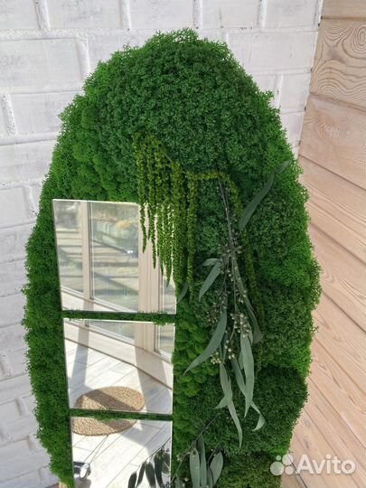 Панно из стабилизированного мха с зеркалом