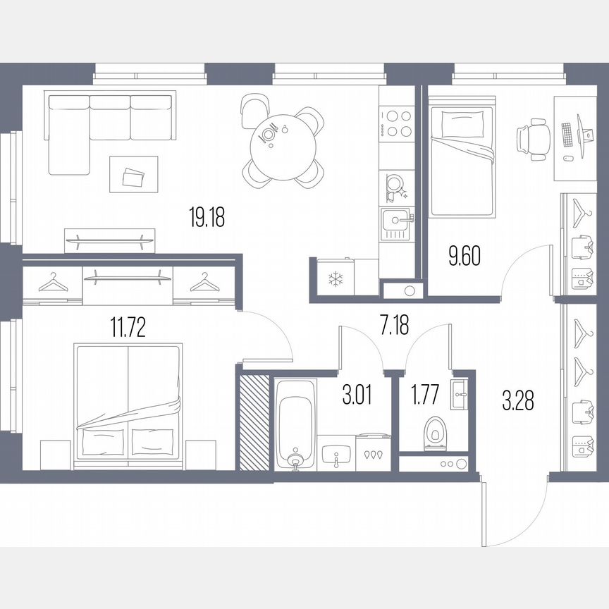 2-к. квартира, 55,7 м², 8/10 эт.