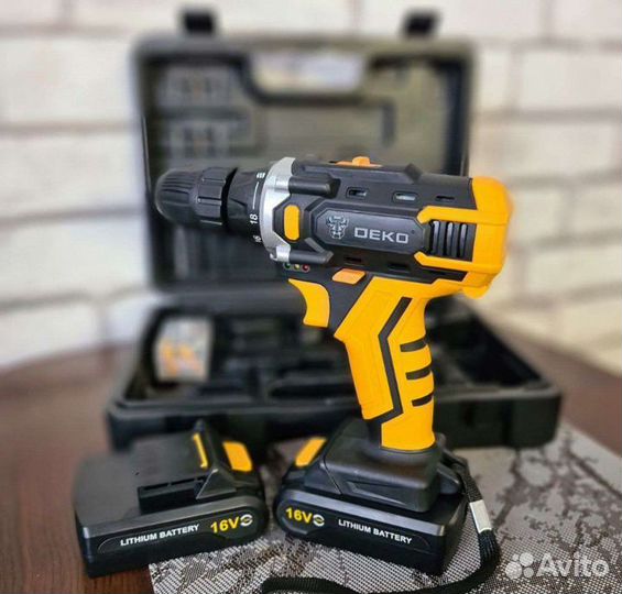 Аккумуляторная дрель шуруповерт deko 16v