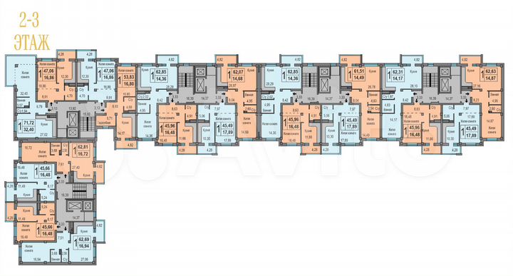 1-к. квартира, 45,7 м², 2/8 эт.
