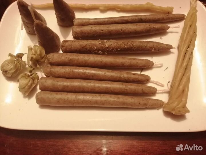 Свечи катаные, восковые, из вощины, с травами