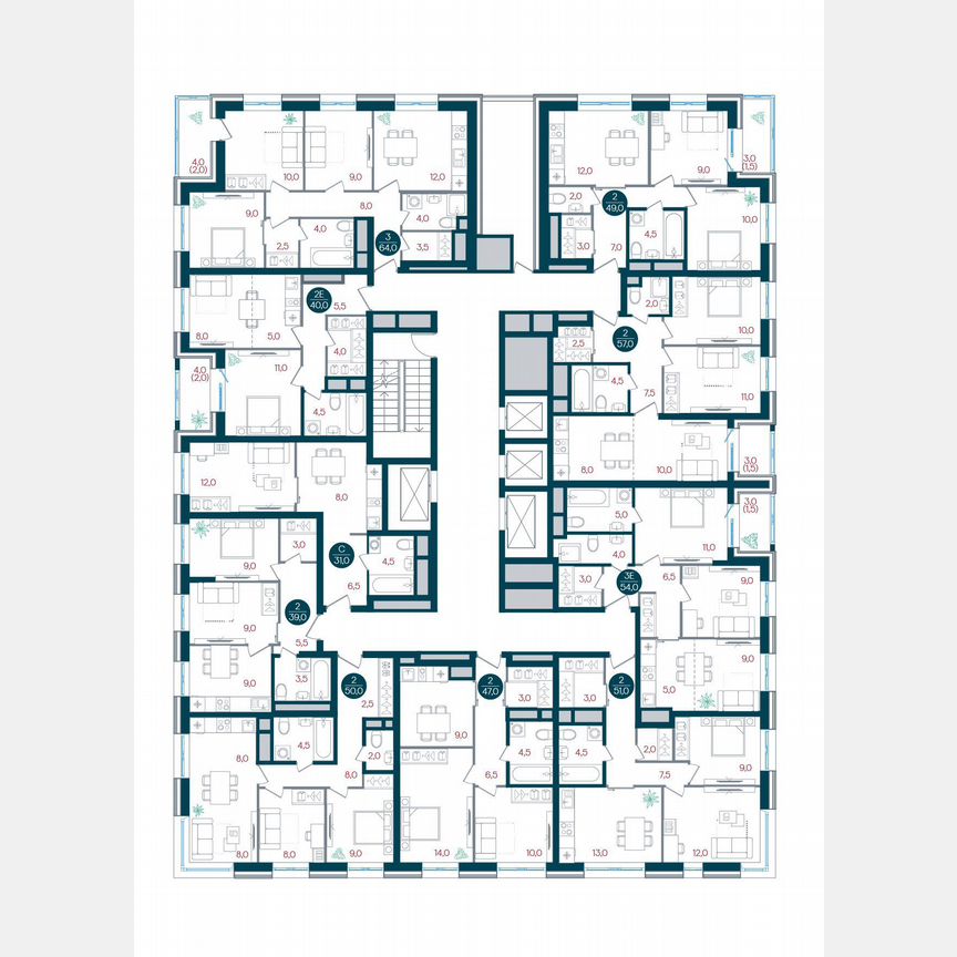 1-к. квартира, 40 м², 5/32 эт.
