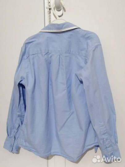 Голубая школьная рубашка на мальчика 122 размер