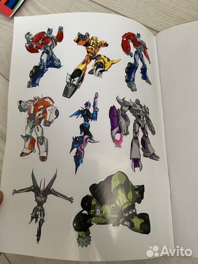 Журнал с наклейками и головоломками трансформеры