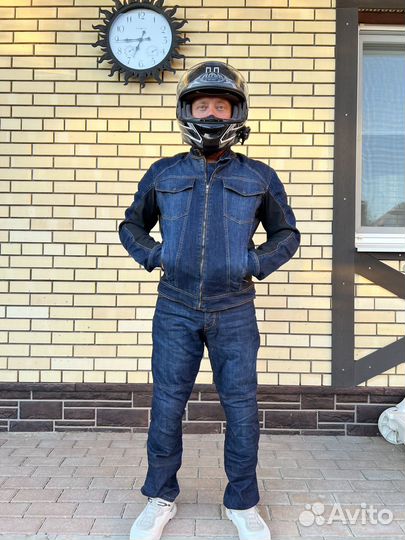 Мотокостюм мужской джинсовый с кевларом hawk moto