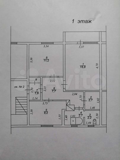 2-к. квартира, 53 м², 1/2 эт.