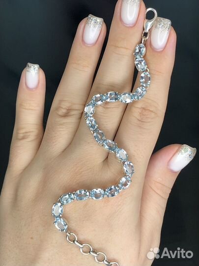 Голубой топаз,браслет,21 см