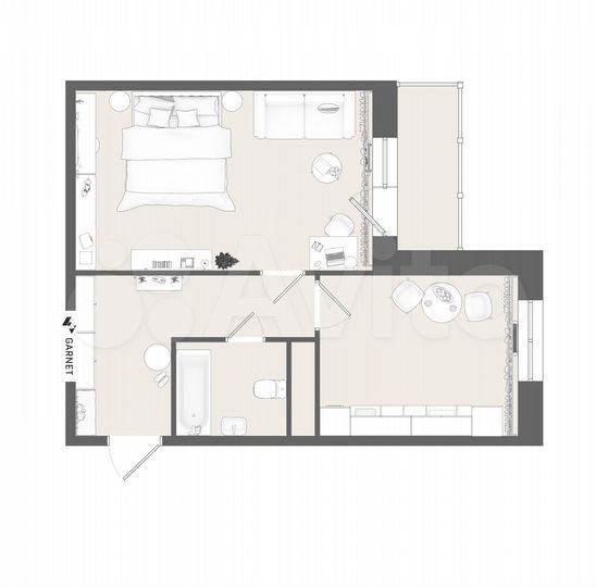 1-к. квартира, 43,7 м², 2/16 эт.