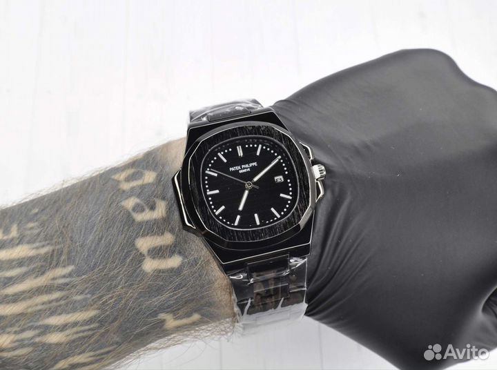 Часы мужские черные Patek Philippe Nautilus