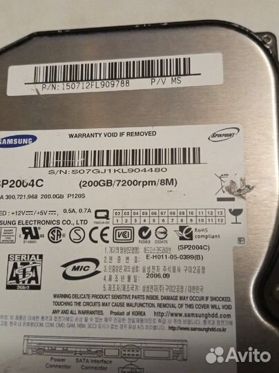 Samsung Hdd 200gb жесткий диск SATA