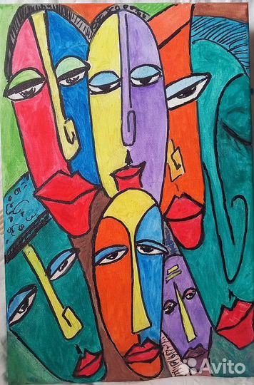 Картина интерьерная лица акрил на холсте 41х27