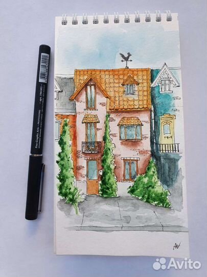 Скетчи строения акварель