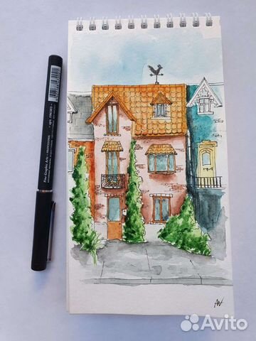 Скетчи строения акварель