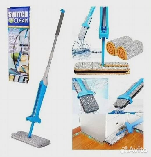 Двухсторонняя самоотжимающаяся швабра Switch Clean