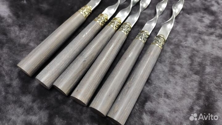 Набор шампуров (ручка мореный дуб, плоские)