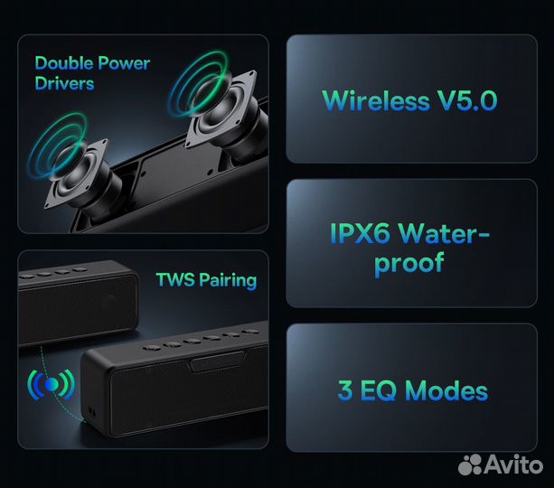 Портативная Bluetooth колонка Baseus, 20Вт, стерео