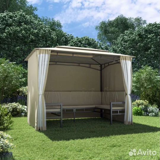 Шатёр садовый с 3 скамьями б/у