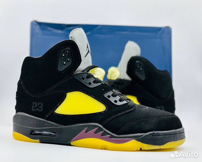 Кроссовки air Jordan 5 black/yellow