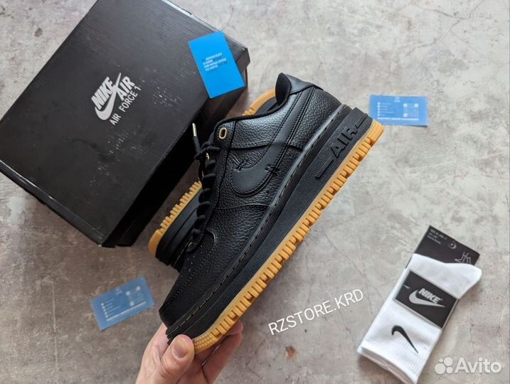 Кроссовки Nike Air Force 1 low Black Gum + подaрок