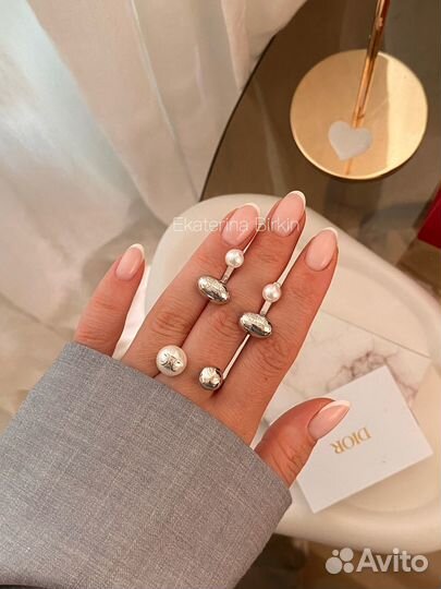 Серьги кльцо celine жемчужина цвет серебро