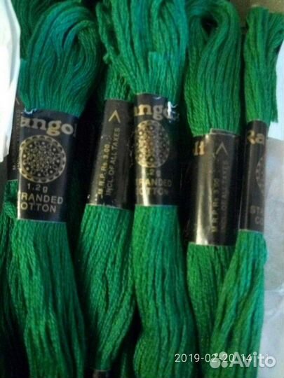 Нитки Мулине сочный зеленый