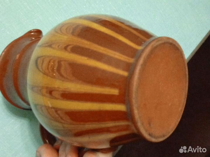 Кувшин ваза декор СССР обливная керамика