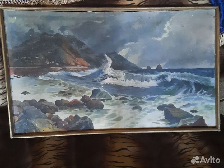 Картина маслом на холсте прибой Пузырьков