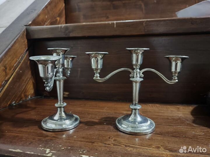 Подсвечник/канделябр посеребренный винтаж