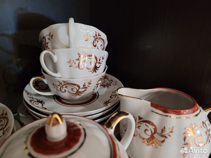 Чайный сервиз Дулево Золотое кружево, тюльпан