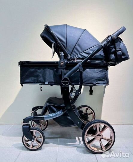 Коляска 2в1 Кожа Стиль (bleak Новинка)