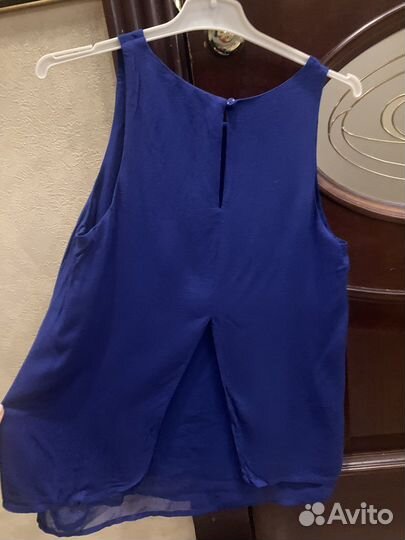 Синия блузка на девочку. Ткань: х/б и шифон