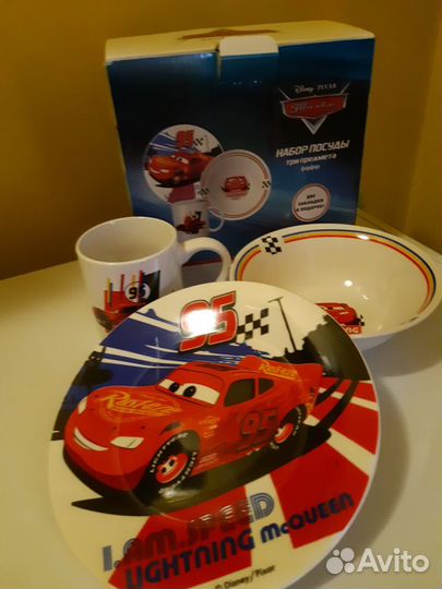Набор детской посуды керамика, тачки