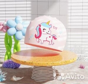 Шапочка для плавания с очками детская - Единорог