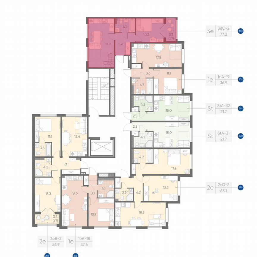 3-к. квартира, 77,2 м², 3/4 эт.