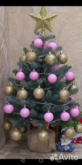 Елка голубая украшенная искусственная литая