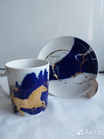 Бокал с блюдцем Зимняя дорога Фарфор ифз