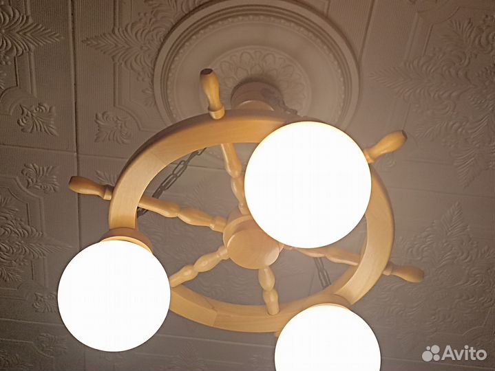 Люстра-штурвал на 3 лампочки, диаметр 40 см