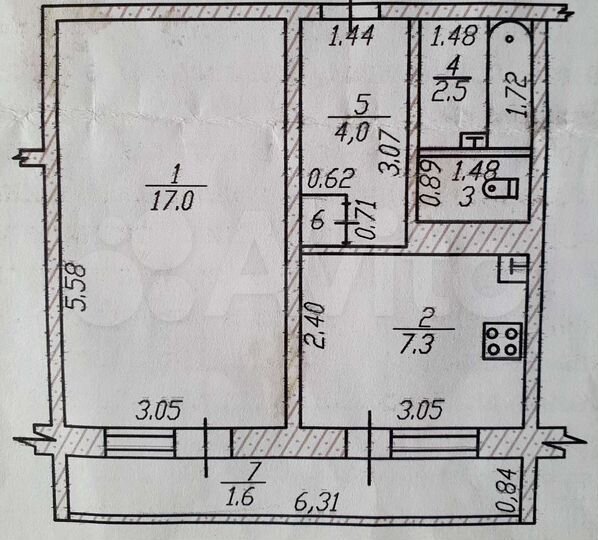 1-к. квартира, 32,5 м², 3/3 эт.