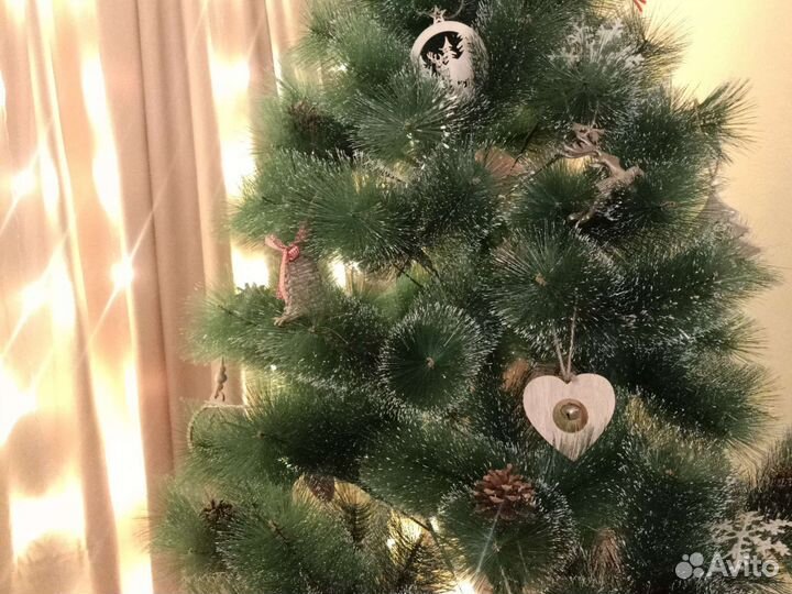 Ёлка искусственная, сосна, гирлянды