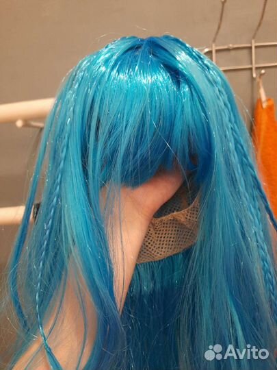 Парик Мальвина длинные синие волосы